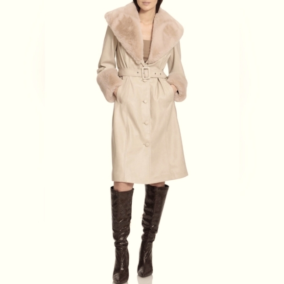 Avec Les Filles Jackets & Blazers - NWT AVEC LES FILLES | $259 Faux-fur Trimmed Faux-leather Trench Coat